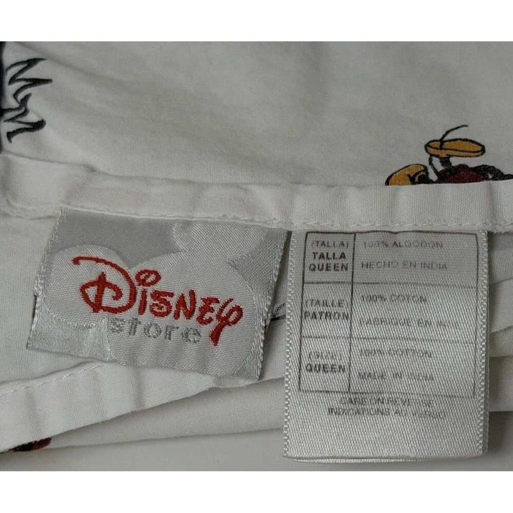 Disney  Store Classic Mickey Mouse Queen Flat Sheet 100% Cotton Red/Black/yellow